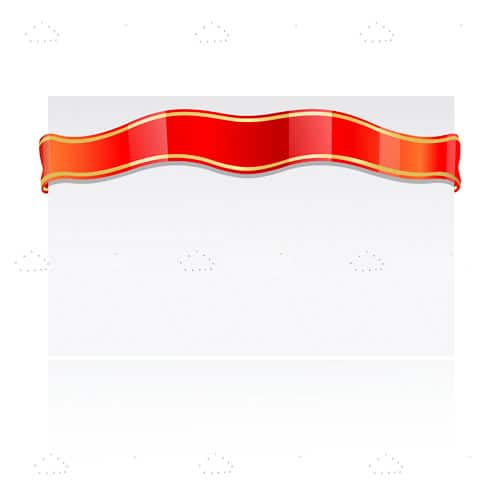 White Card with Glossy Red Ribbon